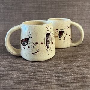 Ellen Peebler Vintage Mugs • TM SWRA Southwestern Rock Art • 1999 • Set of 2